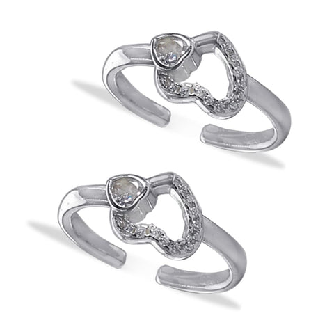 Taraash 925 Sterling Silver Heart Shape Toe Ring For Women - Taraash