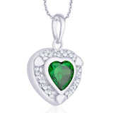 Taraash 925 Sterling Silver Heart Shaped Green colour Pendant for women CBPD043I-05 - Taraash