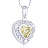 Taraash 925 Sterling Silver Heart Shaped Light lime colour Pendant for women CBPD043I-08 - Taraash