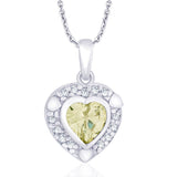 Taraash 925 Sterling Silver Heart Shaped Light lime colour Pendant for women CBPD043I-08 - Taraash