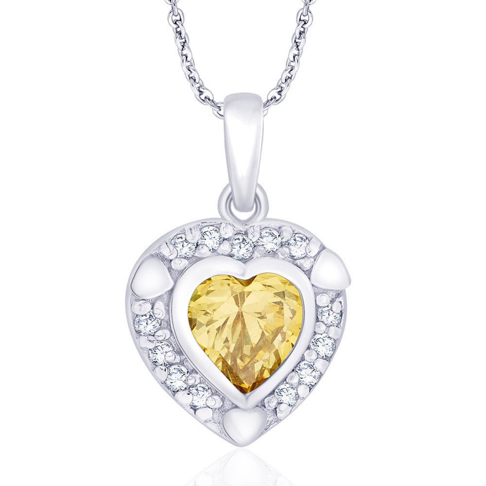 Taraash 925 Sterling Silver Heart Shaped Olive colour Pendant for women CBPD043I - 11 - Taraash