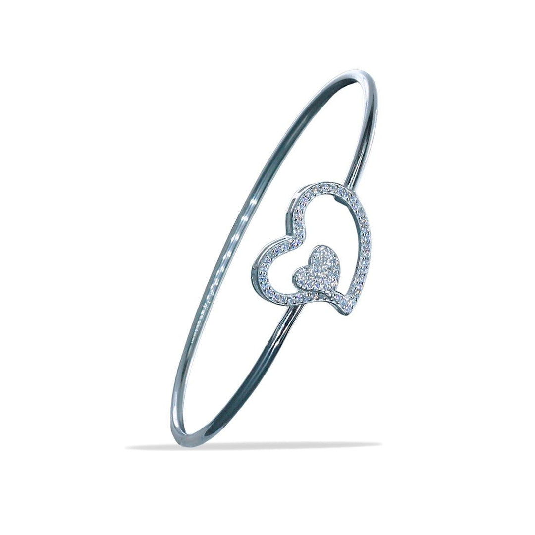 Taraash 925 Sterling Silver Heart Top Openable Bangle for Women - Taraash