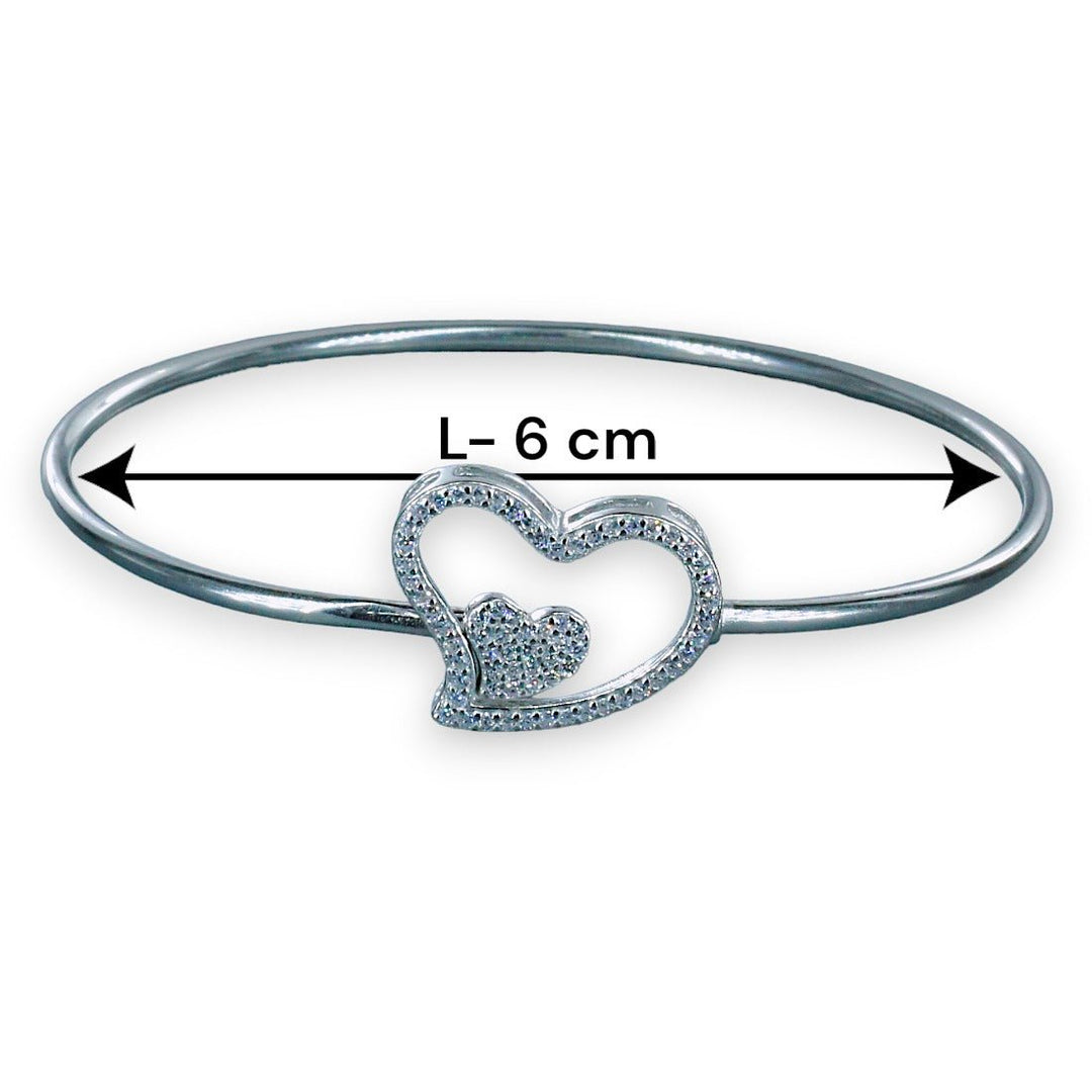 Taraash 925 Sterling Silver Heart Top Openable Bangle for Women - Taraash