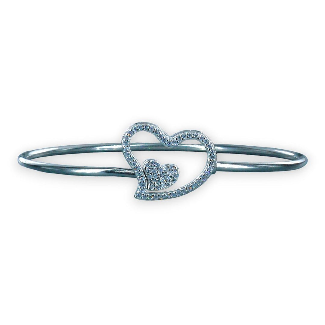 Taraash 925 Sterling Silver Heart Top Openable Bangle for Women - Taraash