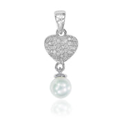Taraash 925 Sterling Silver Heart With Pearl Combo Pendant With Chain For Women COMBO PDCH 175 - Taraash