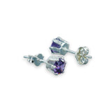 Taraash 925 Sterling Silver Heather Purple Round Solitaire CZ Stud Earrings For Women CBER226I-09 - Taraash