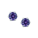 Taraash 925 Sterling Silver Heather Purple Round Solitaire CZ Stud Earrings For Women CBER226I-09 - Taraash