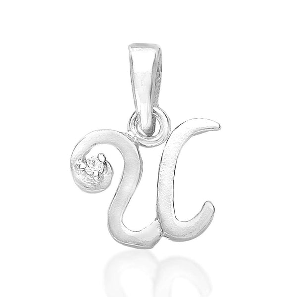 Taraash 925 Sterling Silver initial Letter "U" Pendant Unisex - Taraash