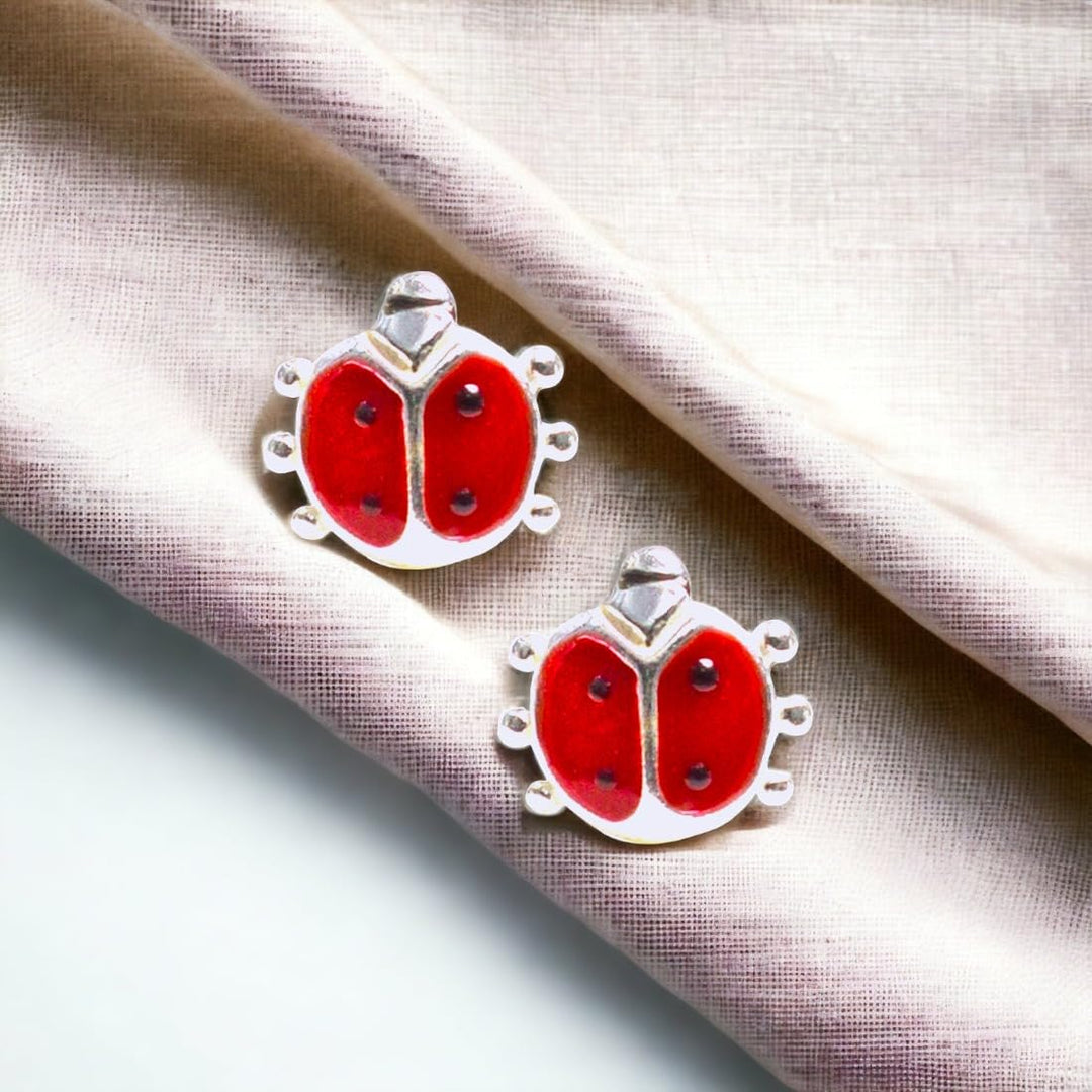 Taraash 925 Sterling Silver Ladybug Stud Earrings For Girls - Taraash
