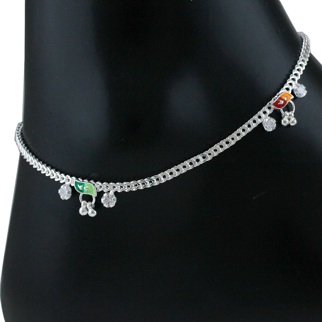 Taraash 925 Sterling Silver Leaf CZ Anklets For Women - Taraash