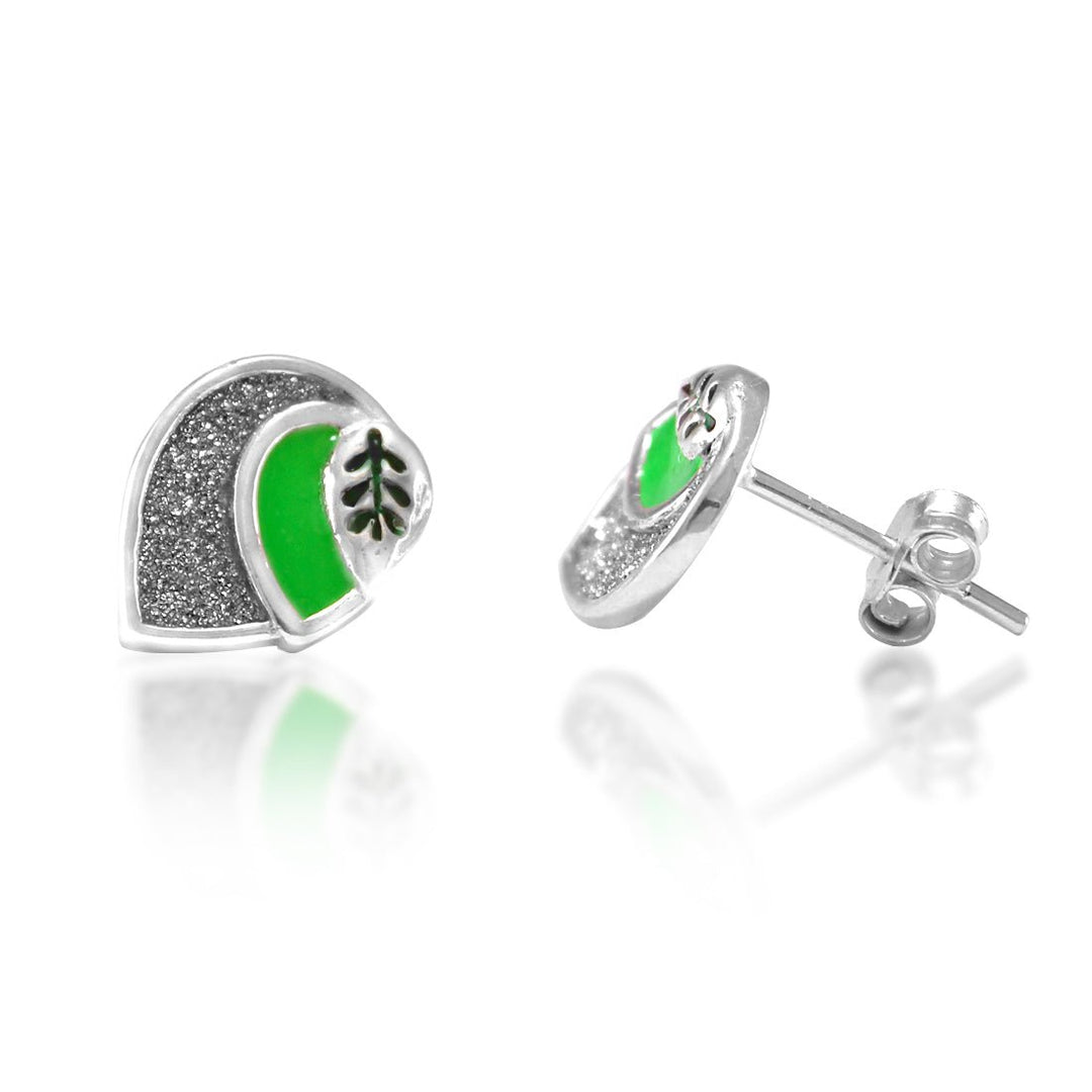 Taraash 925 Sterling silver Leaf Earrings | Stud | Enamel Earrrings For Women - Taraash