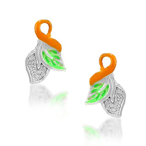 Taraash 925 Sterling silver Leaf Earrings | Stud | Enamel Earrrings For Women - Taraash