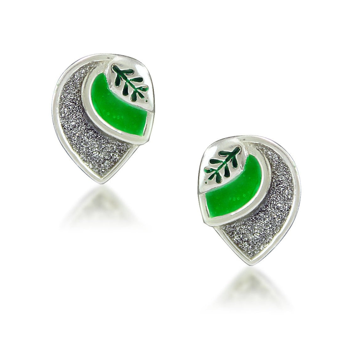 Taraash 925 Sterling silver Leaf Earrings | Stud | Enamel Earrrings For Women - Taraash