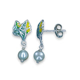 Taraash 925 Sterling Silver Leaf Enamel Drop Earrings For Kids - Taraash