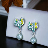 Taraash 925 Sterling Silver Leaf Enamel Drop Earrings For Kids - Taraash