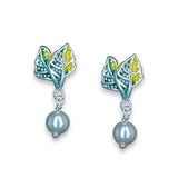 Taraash 925 Sterling Silver Leaf Enamel Drop Earrings For Kids - Taraash