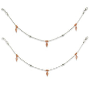 Taraash 925 Sterling Silver Leaf Feather Charm Anklet For Women - Taraash