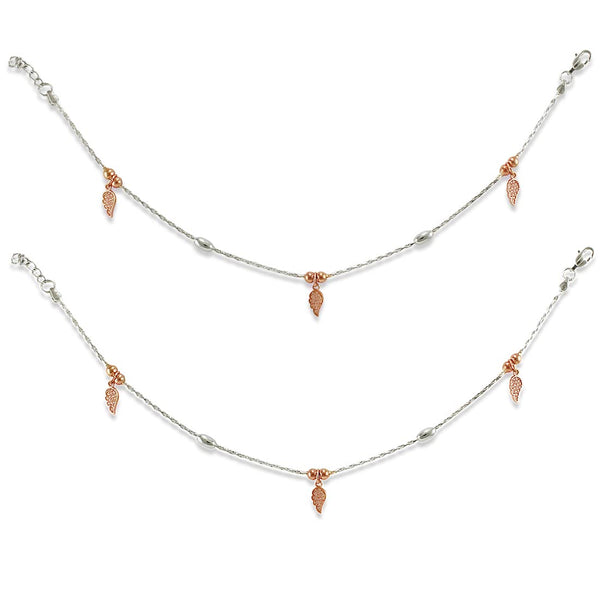 Taraash 925 Sterling Silver Leaf Feather Charm Anklet For Women - Taraash
