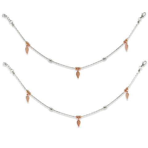 Taraash 925 Sterling Silver Leaf Feather Charm Anklet For Women - Taraash