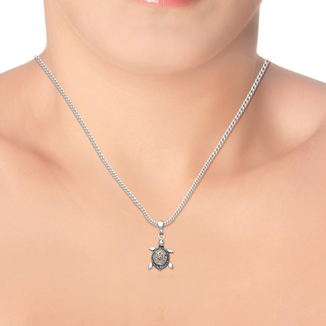 Taraash 925 Sterling Silver Lovely Turtle Combo Pendant With Chain For Women COMBO PDCH 178 - Taraash