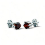 Taraash 925 Sterling Silver Maroon Round Solitaire CZ Stud Earrings For Women CBER226I-02 - Taraash