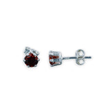 Taraash 925 Sterling Silver Maroon Round Solitaire CZ Stud Earrings For Women CBER226I-02 - Taraash