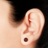 Taraash 925 Sterling Silver Maroon Round Solitaire CZ Stud Earrings For Women CBER226I-02 - Taraash