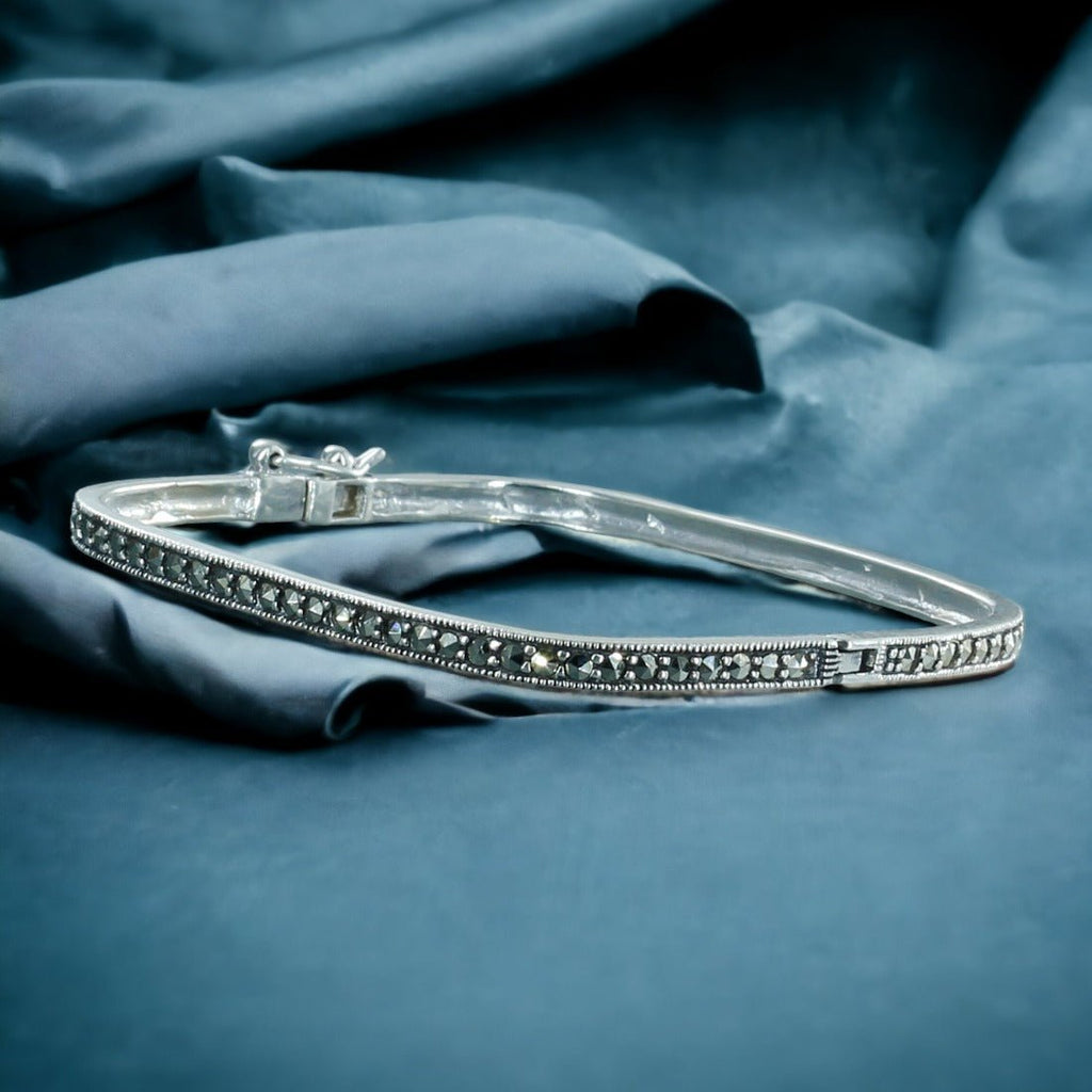Taraash 925 Sterling Silver Marcasite Bangle For Women