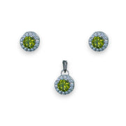 Taraash 925 Sterling Silver Mehandi CZ Pendant Set For Women - Taraash
