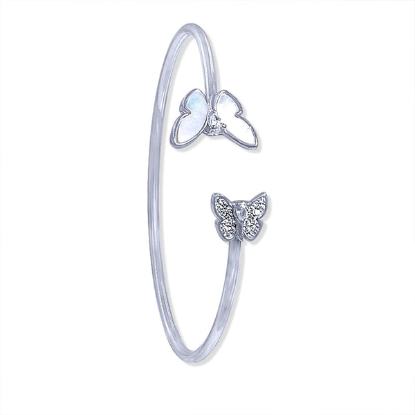 Taraash 925 Sterling Silver Mother Of Pearl Butterfly Bangle For Women - Taraash