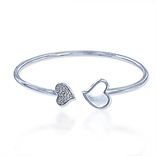Taraash 925 Sterling Silver Mother Of Pearl Heart Shape Bangle For Women - Taraash