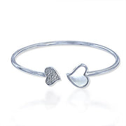 Taraash 925 Sterling Silver Mother Of Pearl Heart Shape Bangle For Women - Taraash