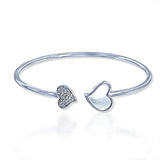 Taraash 925 Sterling Silver Mother Of Pearl Heart Shape Bangle For Women - Taraash