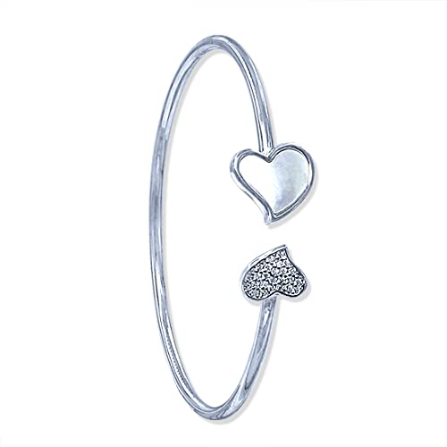 Taraash 925 Sterling Silver Mother Of Pearl Heart Shape Bangle For Women - Taraash