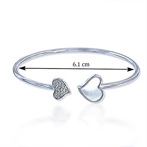 Taraash 925 Sterling Silver Mother Of Pearl Heart Shape Bangle For Women - Taraash