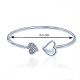 Taraash 925 Sterling Silver Mother Of Pearl Heart Shape Bangle For Women - Taraash