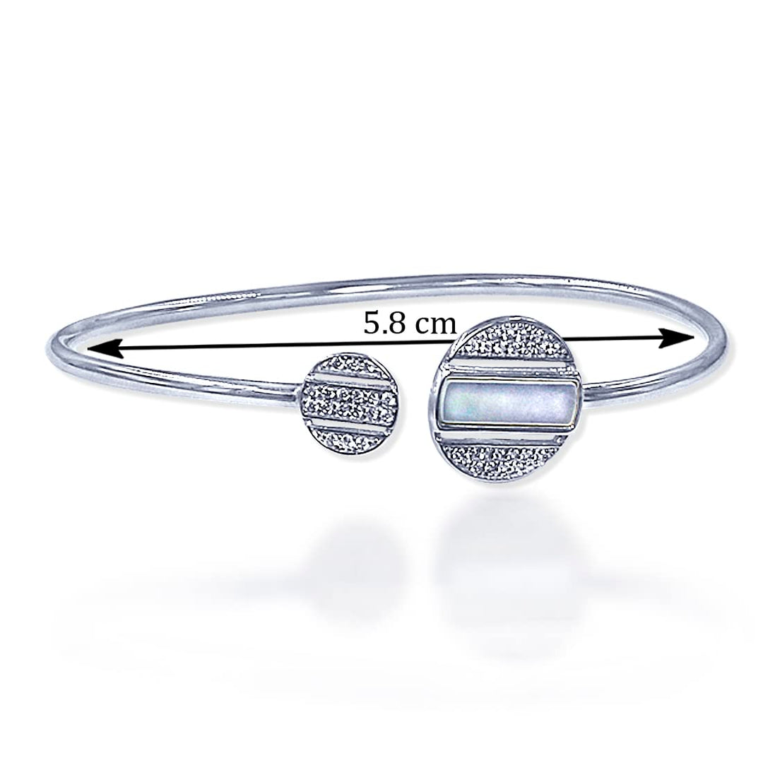 Taraash 925 Sterling Silver Mother Of Pearl Round Design Bangle For Women - Taraash