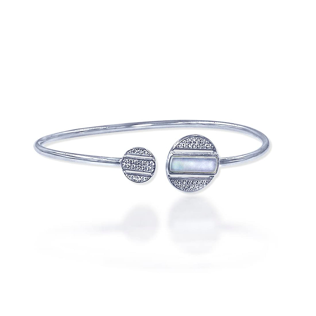 Taraash 925 Sterling Silver Mother Of Pearl Round Design Bangle For Women - Taraash