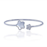 Taraash 925 Sterling Silver Mother Of Pearl Star Bangle For Women - Taraash