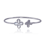 Taraash 925 Sterling Silver Mother Of Pearls Floral Bangle For Women - Taraash