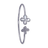 Taraash 925 Sterling Silver Mother Of Pearls Floral Bangle For Women - Taraash