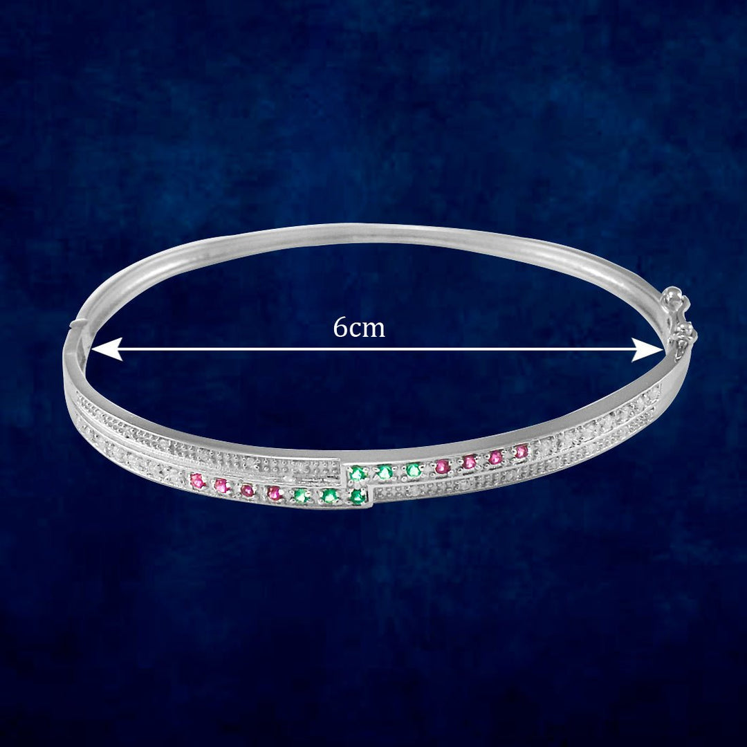 Taraash 925 Sterling Silver Multicolor CZ Bangle For Women - Taraash