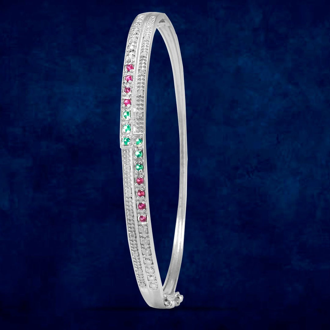Taraash 925 Sterling Silver Multicolor CZ Bangle For Women - Taraash