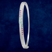 Taraash 925 Sterling Silver Multicolor CZ Bangle For Women - Taraash