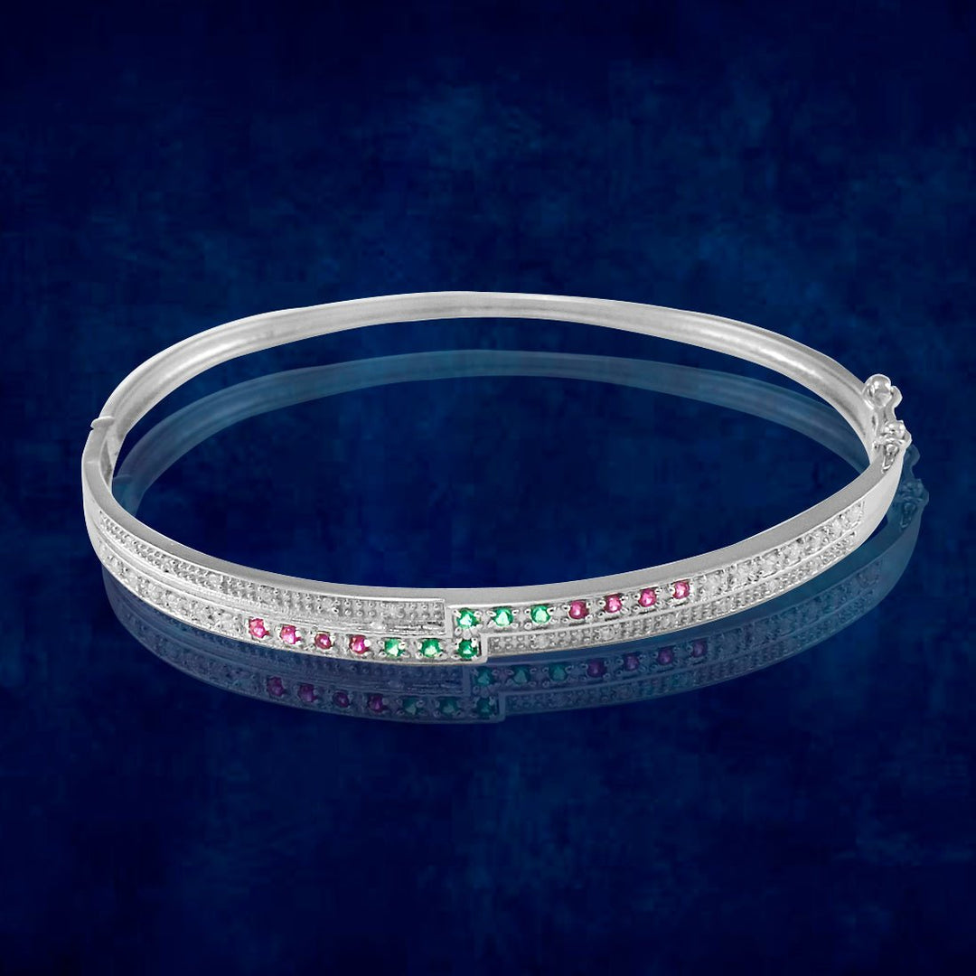 Taraash 925 Sterling Silver Multicolor CZ Bangle For Women - Taraash