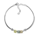 Taraash 925 Sterling Silver Multicolor Cz Square Beaded Bracelet For Women - Taraash