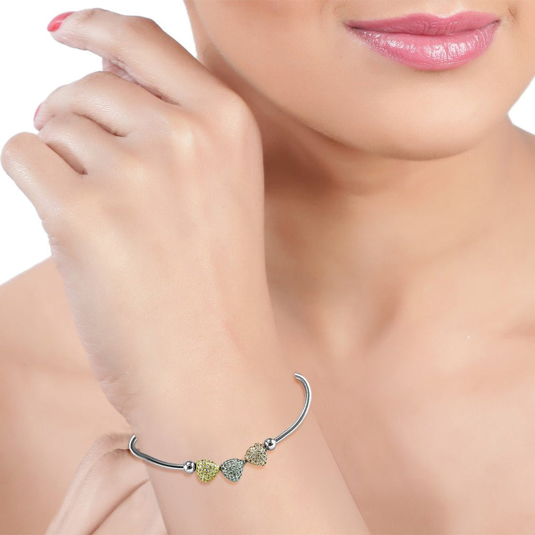 Taraash 925 Sterling Silver Multicolor Cz Triangle Shape Bracelet For Women - Taraash