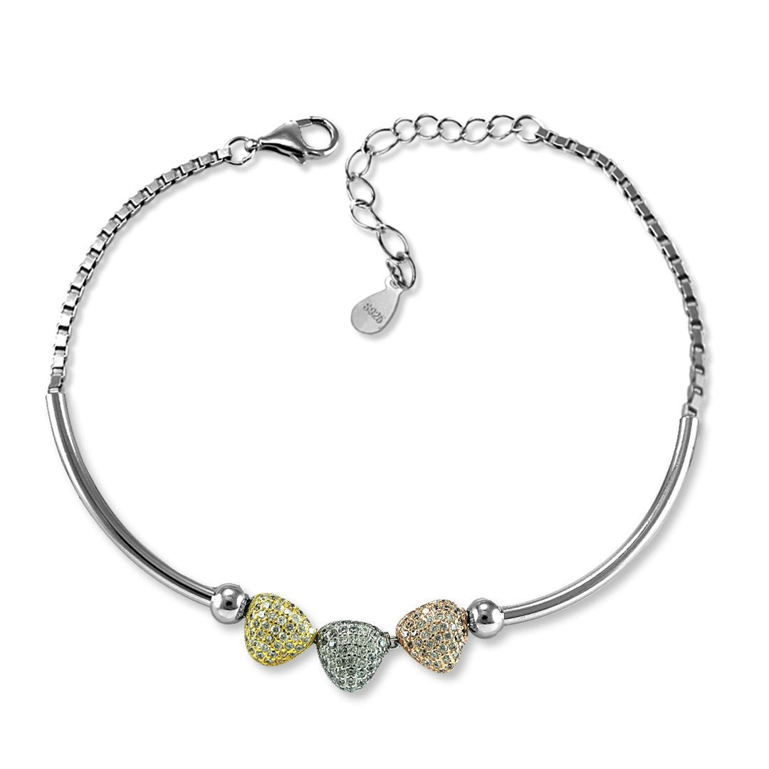 Taraash 925 Sterling Silver Multicolor Cz Triangle Shape Bracelet For Women - Taraash
