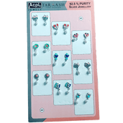 Taraash 925 Sterling Silver Multicolor Enamel Drop Earrings With Pearl For Girl/Kids CBER518 (Set of 9) (Assorted) - Taraash