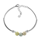 Taraash 925 Sterling Silver Multicolor Round Shape Beads Cz Bracelet For Women - Taraash